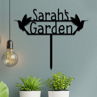 Personalized Hummingbird Metal Garden Sign, Custom Garden Stake, Home Decor, Anniversary Art Gift For Her, Metal Laser Cut Metal Signs Custom Gift Ideas