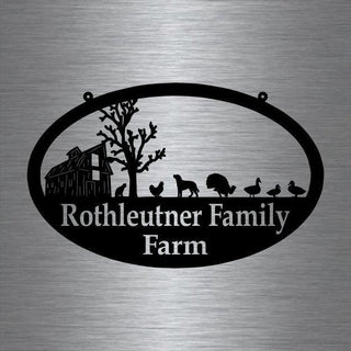 Metal Farm Sign , Barn And Ducks, Chicken, Turkey, Cat, And Dog Personalized Family Name Metal Sign Wedding Gift Personalized Gift, Laser Cut Metal Signs Custom Gift Ideas