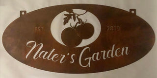 Oval Metal Garden Sign Personalized, Veggie Garden Sign, Tomato Sign, Metal Wall Art, Metal House Sign, Metal Laser Cut Metal Signs Custom Gift Ideas