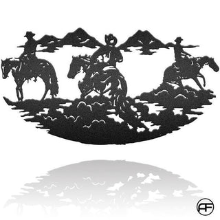 Cowboy And Horse Personalized Horse Metal Sign, Horseshoe Art, Western Decor, Initial Metal Sign, Housewarming Gift, Farmhouse Decor Afculture Metal Wall Art, Metal Laser Cut Metal Signs Custom Gift Ideas