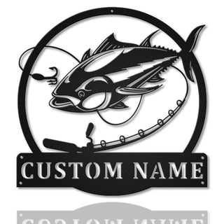 Personalized Tuna Fishing Fish Pole Metal Sign Art, Custom Tuna Fishing Metal Sign, Tuna Fishing Gifts For Men, Tuna Fishing Gift, Laser Cut Metal Signs Custom Gift Ideas