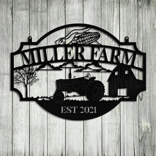 Metal Farm Sign Barn Corn Tractor Monogram, Custom Farmhouse, Wall Decor Art Gift, Metal Laser Cut Metal Signs Custom Gift Ideas