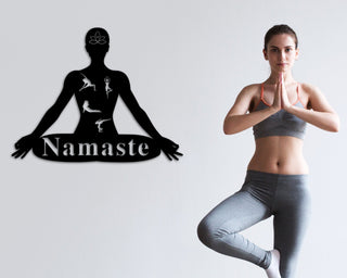 Metal Namaste Sign, Yoga Studio Decor, Namaste Wall Art, Namaste Decor, Personalized Yoga Sign, Yoga Lover Gift Idea, Meditation Gift, Yoga, Metal Laser Cut Metal Signs Custom Gift Ideas