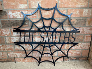 Aeticon PrintPrint Halloween Spiderweb Personalized Name Cut Metal Sign, Wall Decor Metal Sign, Home Decor Metal Art Laser Cut Metal Signs Custom Gift Ideas