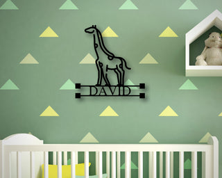 Personalized Giraffe Decoration With Name,giraffe Sign,custom Metal Last Name Sign,family Name Sign,door Hanger,metal Wall Art,giraffe Decor, Laser Cut Metal Signs Custom Gift Ideas