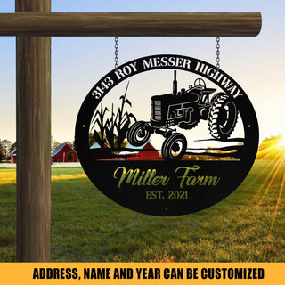 Metal Farm Sign Tractor Cornfield Monogram, Custom Outdoor Farmhouse, Metal Laser Cut Metal Signs Custom Gift Ideas