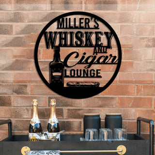 Personalized Whiskey Cigar Metal Bar Sign, Metal Laser Cut Metal Signs Custom Gift Ideas