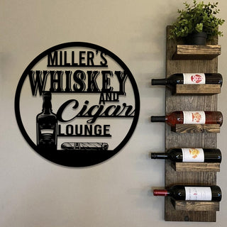 Personalized Whiskey Cigar Metal Bar Sign, Metal Laser Cut Metal Signs Custom Gift Ideas