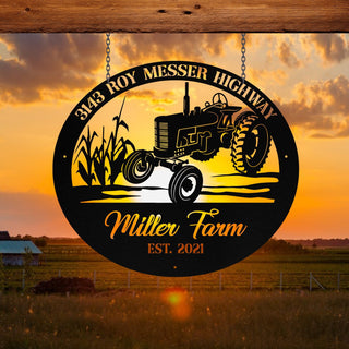 Metal Farm Sign Tractor Cornfield Monogram, Custom Outdoor Farmhouse, Metal Laser Cut Metal Signs Custom Gift Ideas