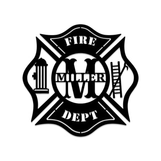 Personalized Name Fire Dept Firefighter Metal Wall Decor, Gift For Fireman, Metal Laser Cut Metal Signs Custom Gift Ideas