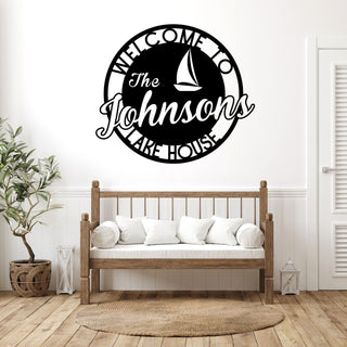 Personalized Family Lake House With Established Date Metal Sign, Metal Sign, Metal Letter Sign, , Family Name Sign, Circle Sign, Last Name Sig, Laser Cut Metal Signs Custom Gift Ideas