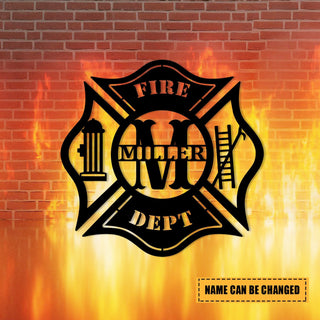 Personalized Name Fire Dept Firefighter Metal Wall Decor, Gift For Fireman, Metal Laser Cut Metal Signs Custom Gift Ideas