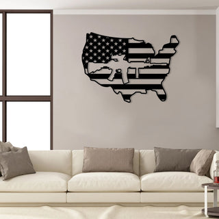 AR15 Gun American Flag Veteran Metal Sign, Metal Laser Cut Metal Signs Custom Gift Ideas