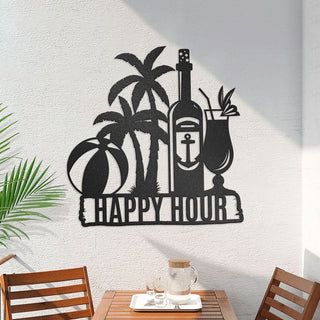 Personalized Beach Party Metal Wall Art, Palm Trees, Beach Ball, Anchor Bottle & Cocktail, Beach House Signs, Poolside Decor, Outdoor Signs, Laser Cut Metal Signs Custom Gift Ideas