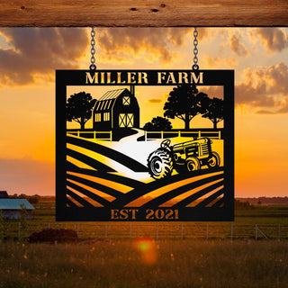 Personalized Metal Farm Sign Barn Tractor Monogram, Custom Outdoor, Front Gate, Metal Laser Cut Metal Signs Custom Gift Ideas