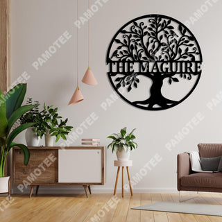 Personalized Name Tree Of Life Metal Decor, Natural Steel Art, Metal Laser Cut Metal Signs Custom Gift Ideas