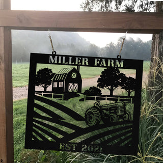 Personalized Metal Farm Sign Barn Tractor Monogram, Custom Outdoor, Front Gate, Metal Laser Cut Metal Signs Custom Gift Ideas