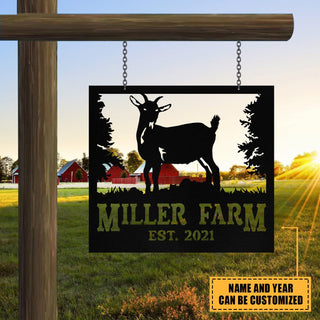 Personalized Metal Farm Sign Pygmy Goat Monogram, Custom Outdoor Farmhouse, Metal Laser Cut Metal Signs Custom Gift Ideas