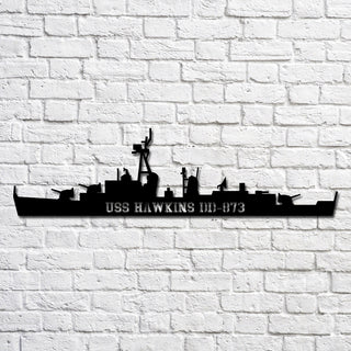 Aeticon PrintPrint Uss Hawkins Dd873 Navy Ship Metal Art, Custom Us Navy Ship Cut Metal Sign, Gift For Navy Veteran, Navy Ships Silhouette Metal Art, Navy Home Decor Laser Cut Metal Signs Custom Gift Ideas