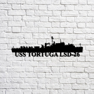 Aeticon PrintPrint Uss Tortuga Lsd26 Navy Ship Metal Sign, Memory Wall Metal Sign Gift For Navy Veteran, Navy Ships Silhouette Metal Sign Laser Cut Metal Signs Custom Gift Ideas