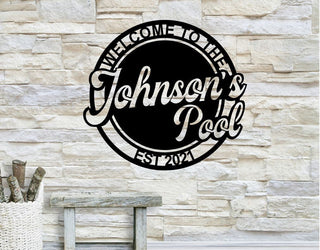 Personalized Backyard Pool Metal Sign, Outdoor Wall Decor, Metal Wall Decor, Pool Decor, Personalized Home Decor, Metal Wall Art, Laser Cut Metal Signs Custom Gift Ideas