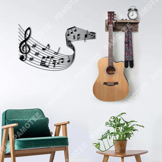 Music Riff With Gclef And Notes Metal Art, Housewarming, Music Studio Decor, Metal Laser Cut Metal Signs Custom Gift Ideas