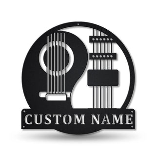 Personalized Yin Yang Guitar Monogram Metal Sign Art, Custom Yin Yang Guitar Monogram Metal Sign, Yin Yang Guitar Gift, Music Gift, Laser Cut Metal Signs Custom Gift Ideas