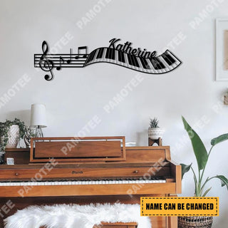 Customized Piano And Music Riff Metal Sign, Musical Anniversary Gift For Piano Lovers, Metal Laser Cut Metal Signs Custom Gift Ideas