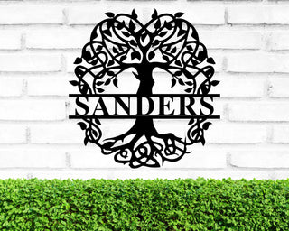 Personalized Tree Of Life Metal Sign, Last Name Sign, Front Porch Sign, Family Name Sign, Housewarming Gift, Wedding Gift, Metal Wall Art, Metal Laser Cut Metal Signs Custom Gift Ideas