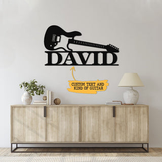 Personalized Guitar Metal Sign, Guitar Room Decor, Gift For Guitarist, Father's Day Gift, Custom Name Sign, Love Music, Love Guitar, Laser Cut Metal Signs Custom Gift Ideas