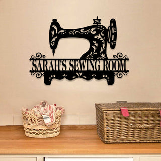 Sewing Machine Metal Sign, Custom Quilting, Seamstress Room Metal Wall Decor, Metal Laser Cut Metal Signs Custom Gift Ideas