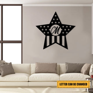 Personalized American Flag Star Veteran Metal Sign, Metal Laser Cut Metal Signs Custom Gift Ideas