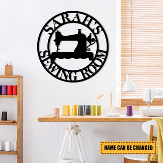 Personalized Sewing Machine Metal Sign, Custom Sewing Room Wall Decor, Metal Laser Cut Metal Signs Custom Gift Ideas