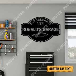 Custom Name And Established Date Metal Art, Car Garage Decoration, Metal Laser Cut Metal Signs Custom Gift Ideas