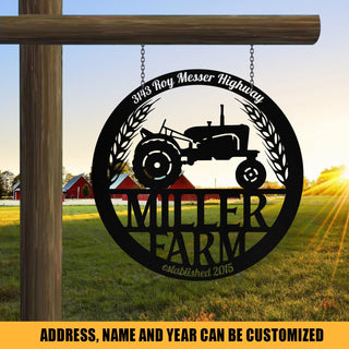 Metal Farm Sign Barn Tractor Monogram, Custom Farmhouse, Entry Road, Front Gate, Metal Laser Cut Metal Signs Custom Gift Ideas