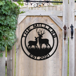 Deer Doe Hunting Hunter Metal Sign Monogram, Custom Outdoor Cabin, Lodge, Camp, Wall Decor, Metal Laser Cut Metal Signs Custom Gift Ideas