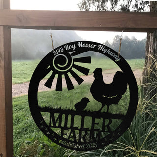 Personalized Metal Farm Sign Hen Chick Chicken, Custom Outdoor Farmhouse, Metal Laser Cut Metal Signs Custom Gift Ideas