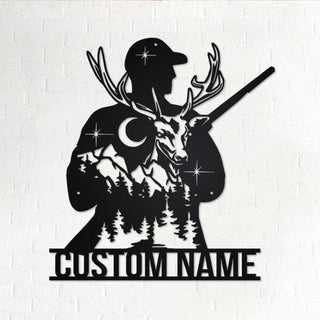 Custom Deer Hunter Metal Wall Art, Personalized Deer Hunter Name Sign Decoration For Room, Deer Hunter Home Decor, Custom Deer Hunter, Metal Laser Cut Metal Signs Custom Gift Ideas