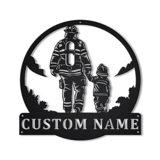 Personalized Firefighter Father And Son Metal Sign Art, Firefighter Father And Son Monogram Metal Sign, Firefighter Gifts, Job Gift, Laser Cut Metal Signs Custom Gift Ideas