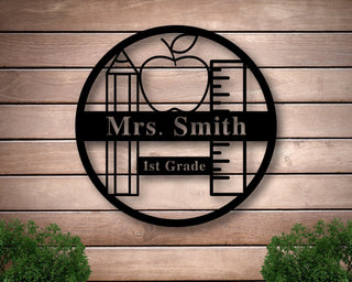 School Name Sign, Custom Name Sign, Metal School Teacher Gift, Last Name Sign, Personalized Metal Sign,classroom Sign,classroom Decor, Laser Cut Metal Signs Custom Gift Ideas