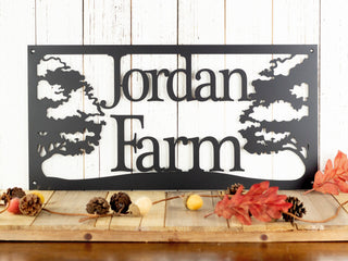 Custom Metal Sign With Oak Trees, Metal Wall Art, Outdoor Plaque, Personalized Sign, Family Name Sign, Custom Sign, Rustic Decor, Laser Cut Metal Signs Custom Gift Ideas