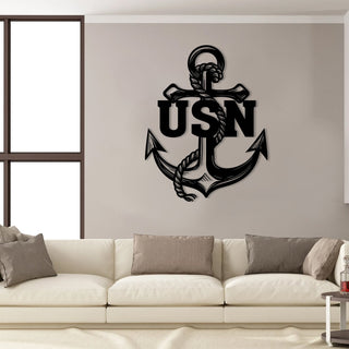 USN US Navy Anchor Veteran Metal Wall Decoration, Metal Laser Cut Metal Signs Custom Gift Ideas