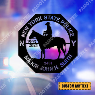 Custom Sheriff Riding Horse Metal Sign Monogram, Newyork Police Decor, Metal Laser Cut Metal Signs Custom Gift Ideas