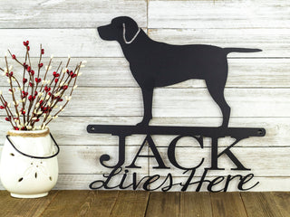 Labrador Retriever Custom Metal Sign, Outdoor Metal Wall Art, Metal Signs Personalized, Dog Sign, Laser Cut Sign, Matte Black Shown, Laser Cut Metal Signs Custom Gift Ideas