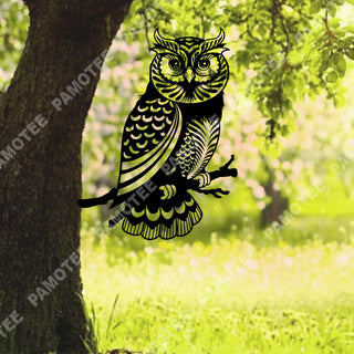 Owl On Branch Tree Metal Art, Steel Garden Decoration, Metal Laser Cut Metal Signs Custom Gift Ideas