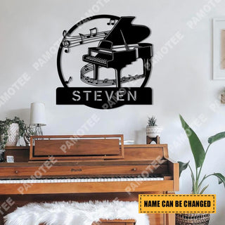 Personalized Name Piano Metal Sign, Piano Player Wall Hanging, Metal Laser Cut Metal Signs Custom Gift Ideas