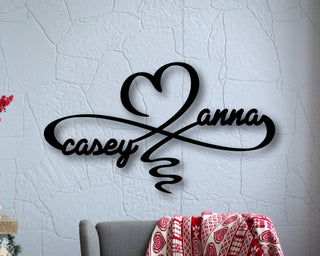 Personalized Metal Infinity Heart Sign, Custom Wedding Gift, Couple Names Heart Shape Wall Hanging, Door Hanger Home Decor, Laser Cut Metal Signs Custom Gift Ideas