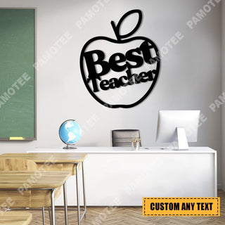 Custom Text Best Teacher Apple Metal Sign, Teacher Appreciation Wall Decor, Metal Laser Cut Metal Signs Custom Gift Ideas