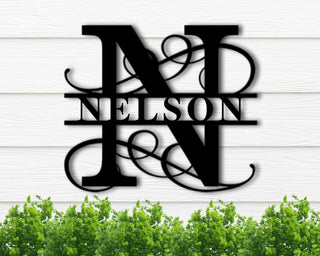 Personalized Family Name Metal Sign, Last Name Sign, Housewarming Gift, Metal Monogram, Wedding Gift, Anniversary Gift, Split Monogram Sign, Laser Cut Metal Signs Custom Gift Ideas