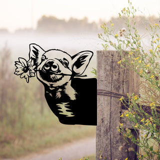 Funny Pig And Flower Metal Sign, Farm Decor, Home Wall Art, Metal Laser Cut Metal Signs Custom Gift Ideas